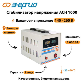 Однофазный стабилизатор напряжения Энергия АСН 1000 - Стабилизаторы напряжения - Стабилизаторы напряжения для котлов - Магазин электрооборудования для дома ТурбоВольт